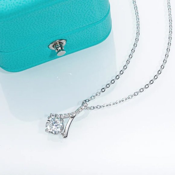 Certified 1ct. t.w. Moissanite Diamond Water Drop Pendant Necklace NEW - Picture 5 of 11